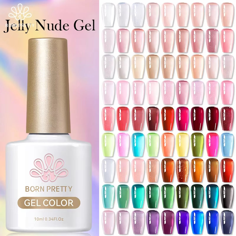 10Ml Jelly Nude Gel Nail Polish 50 Colors Semi Transparent Nail Art Nail Supplies Soak off UV LED Nails Gel Varnish