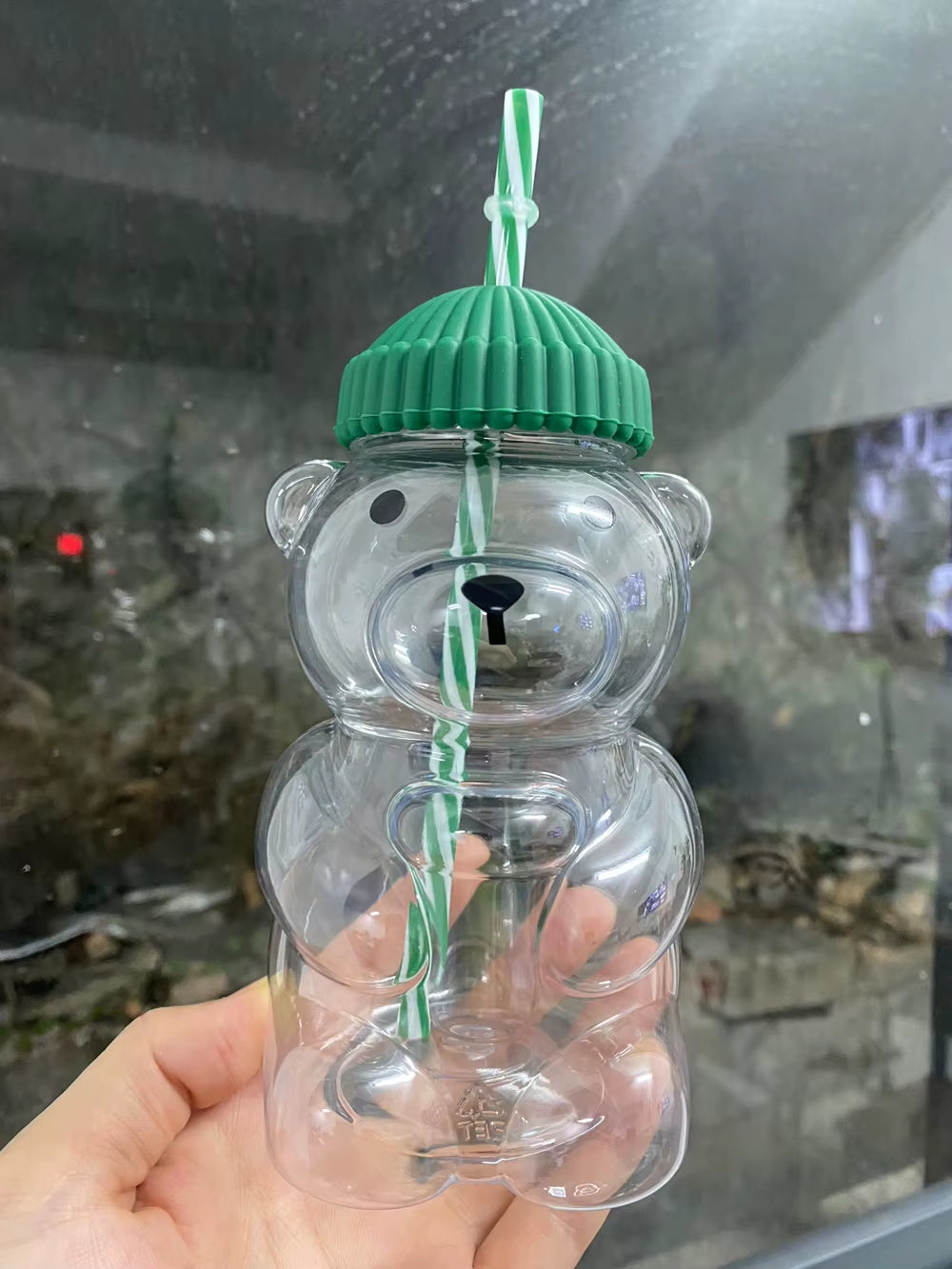 2025 New 500ML Cartoon Bear Shaped Coffee Mug Cute Bear Mug Glass Cup with Straw Transparent Creative Milk Coffee Water Cups