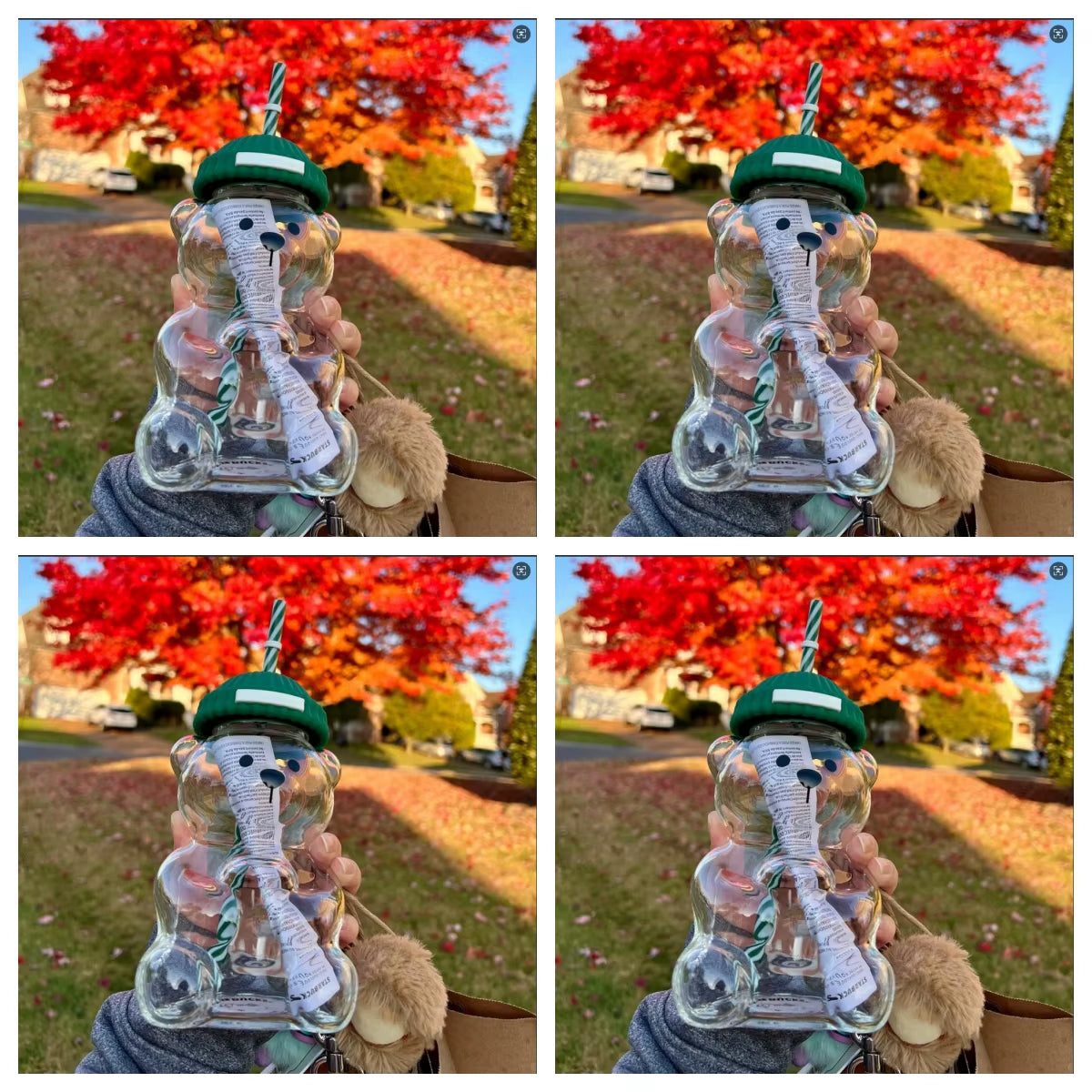 2025 New 500ML Cartoon Bear Shaped Coffee Mug Cute Bear Mug Glass Cup with Straw Transparent Creative Milk Coffee Water Cups