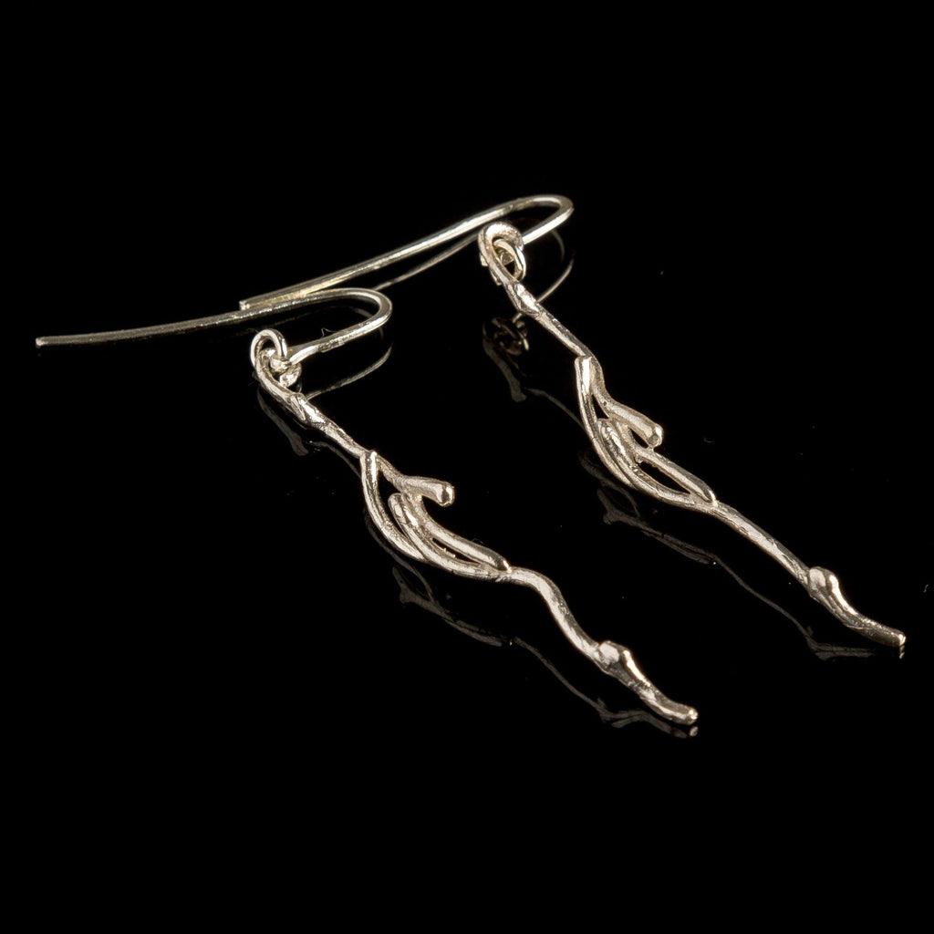 Jasmine Twig Earrings – Sterling Silver Gold Plated Floral Wedding Jewelry Gifts