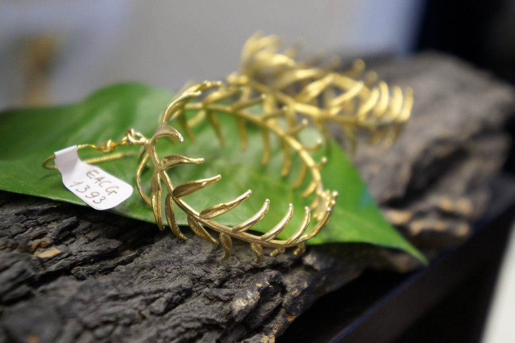 Big Hoop Earrings – Handmade Leaf Earrings With Silver & Gold Ear Wire Closure