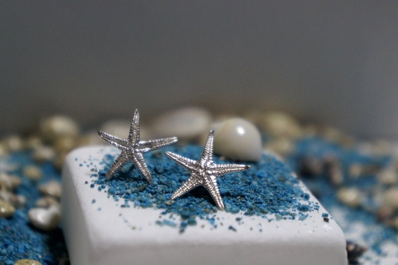 Starfish Earrings - Sterling Silver & Gold Plated Beach Dangle Jewelry Gift