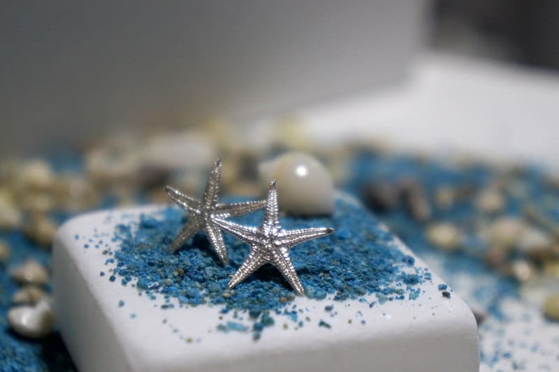 Starfish Earrings - Sterling Silver & Gold Plated Beach Dangle Jewelry Gift
