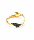 Minimalist Nature Ring – Handmade Leaf Ring With Gold & Black Rhodium Plating