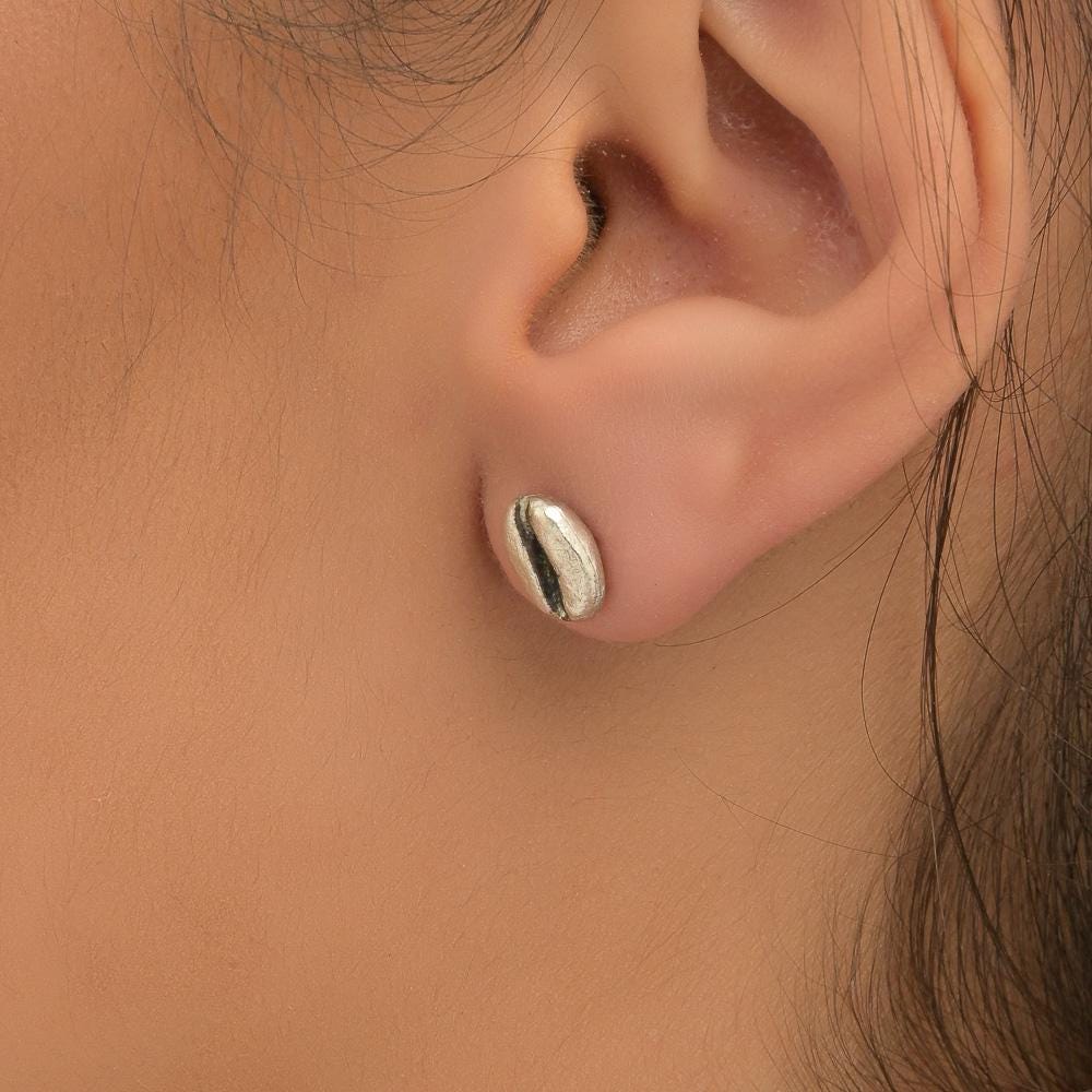 Coffee Bean Earrings – Recycled Silver Earrings | Eco Friendly Jewelry Gift