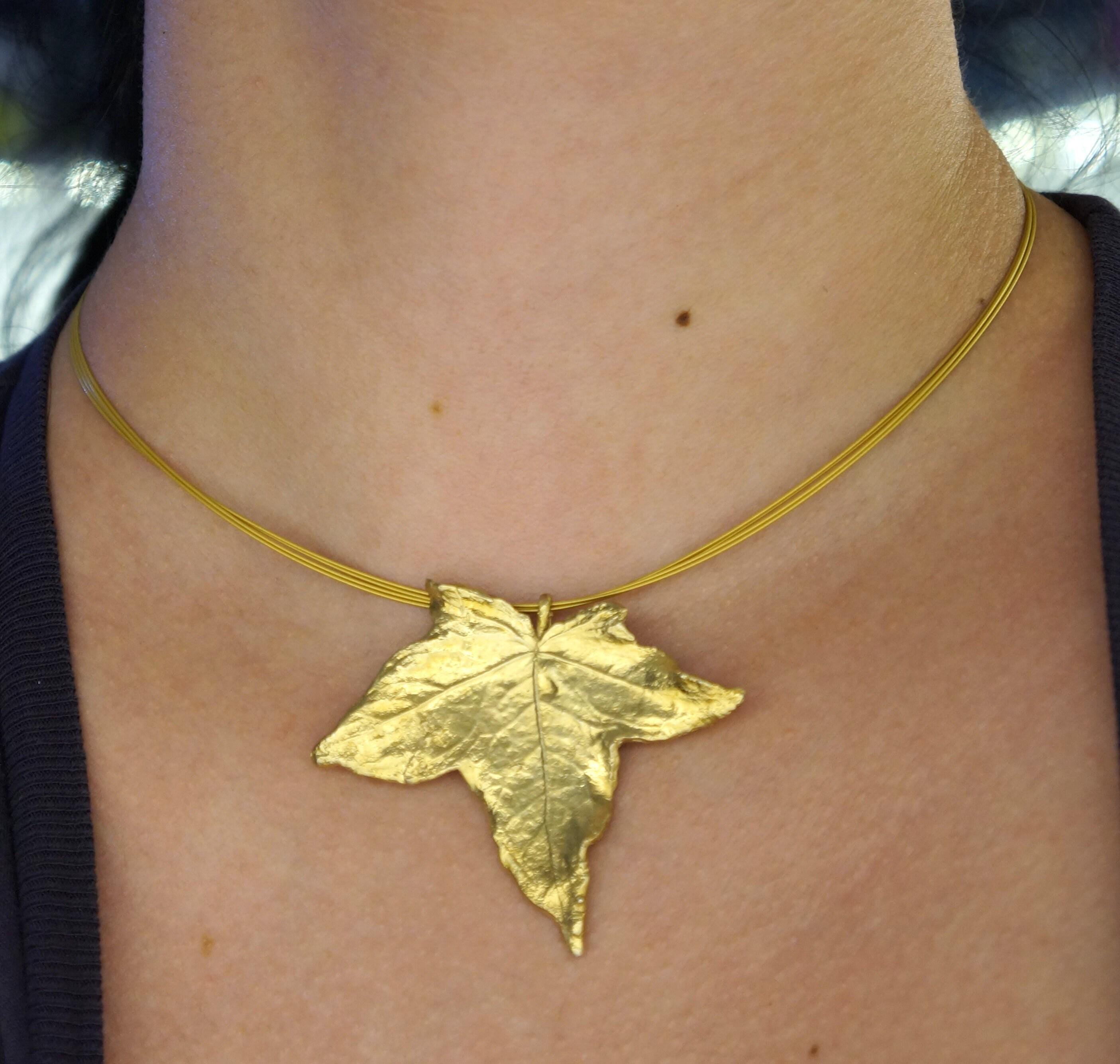 Ivy Leaf Necklace – 14k Gold Plated Botanical Jewelry | Real Leaf Pendant Gift